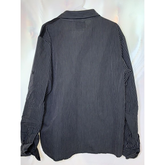 Sacred Cult Mens XL Black Gray Stripe Button Down Long Sleeve Roll Tab - Picture 2 of 12
